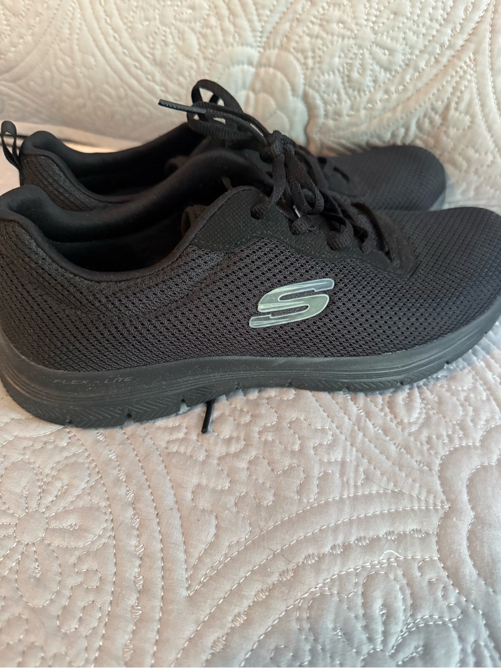 Skechers Women's Black Mesh Lace-Up Athletic Sneakers